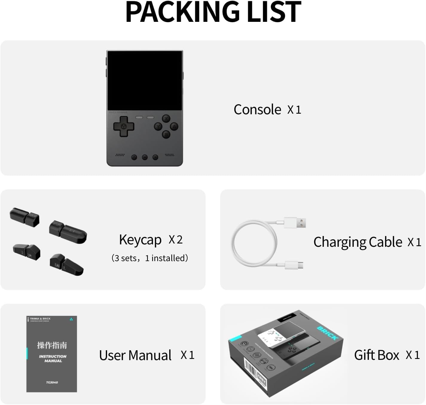 TRIMUI Brick Hammer Retro Handheld Game Console – Metal CNC Aluminum Alloy Body, 3.2' IPS Screen, 8GB Storage, Expandable to 1TB, Built-in 3000mAh Battery