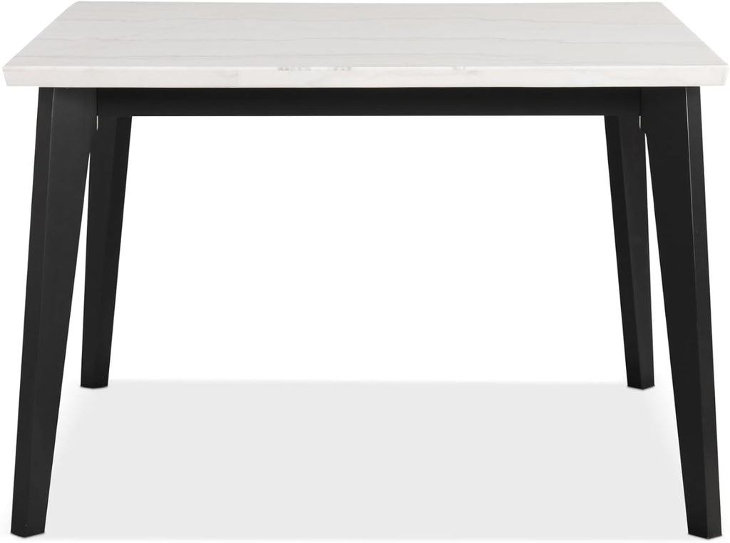 Furniture of America Isolde Contemporary 54-inch Marble Top Square Dining Table with Tapered Legs, Easy Assembly for Home Kitchen, Living Room, Dinettes, Black and White