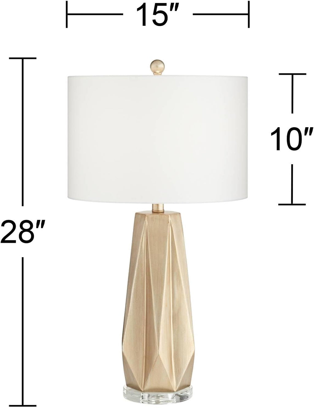 Possini Euro Design Bravo 28' Tall Geometric Modern Table Lamps Set of 2 Champagne Finish White Shade Living Room Bedroom Bedside Nightstand House Office Home Reading Kitchen Entryway Console