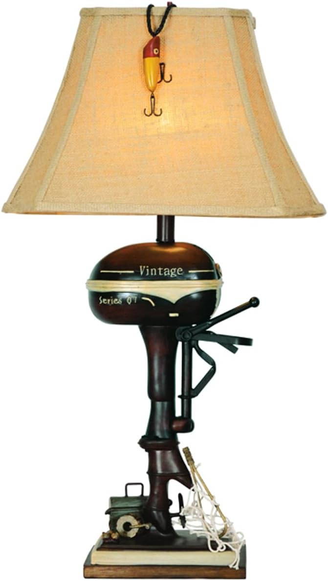 BLACK FOREST DECOR - Vintage Motor Boat Lamp - Nautical Lamp for Cabin, Living Room, Nightstand, Desk, 30' x 16' x 11'