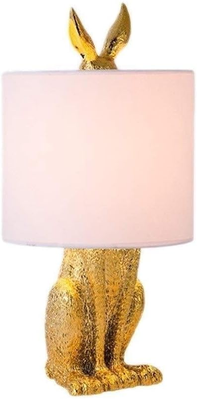 LED Desk Lamp Table Lamp Simple Design Bedroom Bedside Lamp Restaurant Study Masked Rabbit Resin Creative Table Lamp Table Lamp Reading Lamp (Color : Gold)
