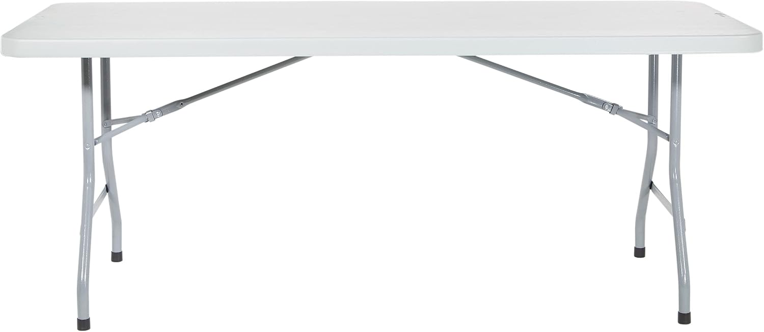 Office Star Resin Multipurpose Rectangle Folding Table for Indoor or Outdoor Use, 6 Feet Light Gray