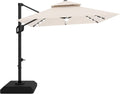 Garvee 10 ft Cantilever Patio Umbrella with Solar Lights, 360° Rotation Offset Umbrella, Easy Crank & Tilt Adjustment, UV Protection for Backyard, Poolside, Deck -Beige