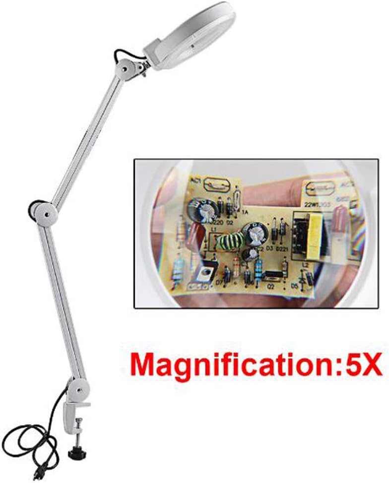 5X/8X LED Magnifying Lamp with Clamp,Super Bright Magnifier Glass Lamp, Full Daylight Lens with Adjustable Swivel Arm Light for Desk Table Task Craft Or Workben
