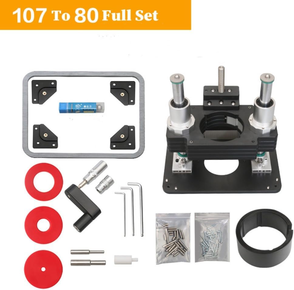Woodworking Heavy Duty Router Lift with Aluminium Router Table Insert Plate Woodworking Tools (107mm+80mm Ring)