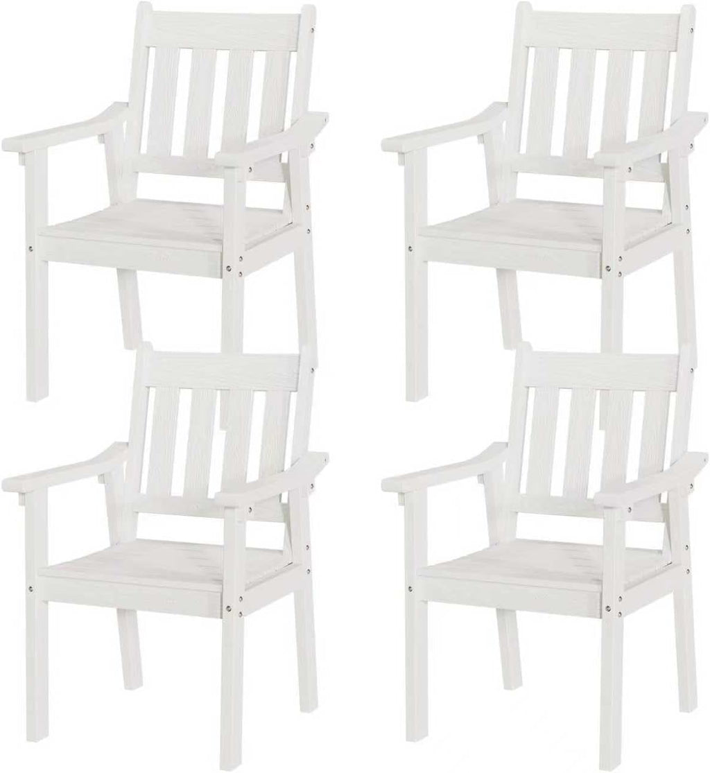 YEFU Patio Dining Chairs Set of 4: All Weather Outdoor Dining Chairs with Wide Curved Seat and Backrest - Outdoor Furniture Plastic for Outside Backyard/Garden/Porch/Deck 350lbs Capacity White
