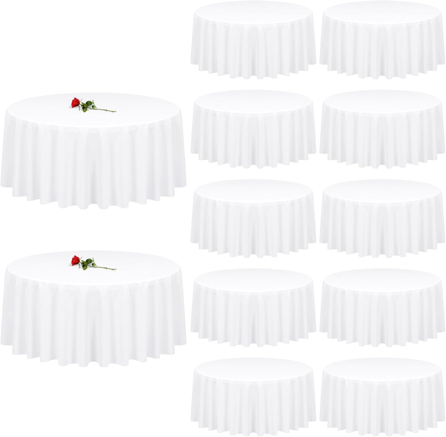 12 Pack Round Tablecloth 120 inch White Table cloths for Round Tables,Stain and Wrinkle Resistant Washable Polyester Tablecloths White Table Cloth 120 Inch Table Cloth for Wedding Party Birthday