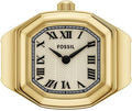Fossil Women's Watch Ring, Quartz Stainless Steel Two-Hand Ring Watch for Women