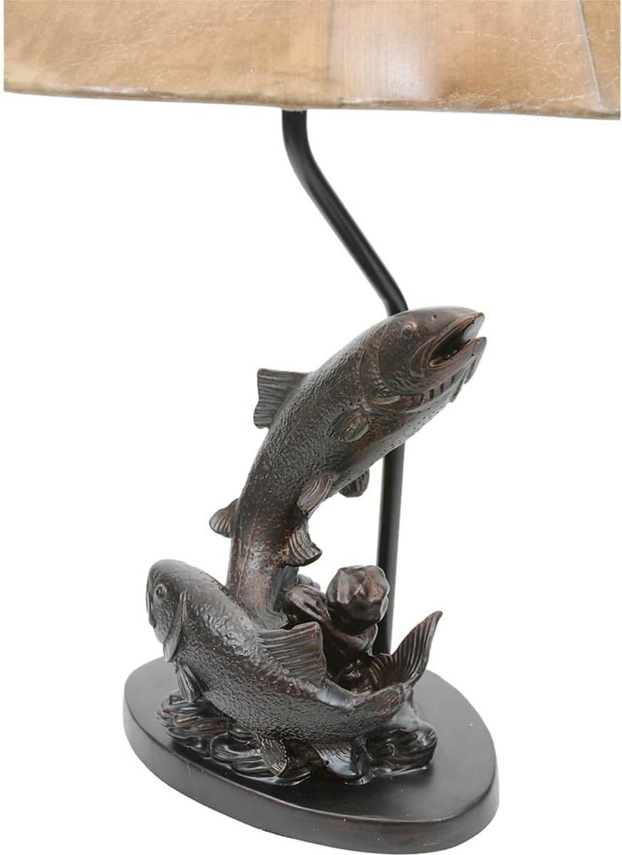 BLACK FOREST DECOR - Fish Pair Table Lamp for Cabin, Living Room, Nightstand, Desk - Nautical Home Décor - 24.5' x 14.75'