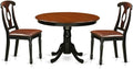 East West Furniture HLKE3-BCH-LC 3 Piece Kitchen Table & Chairs Set Contains a Round Dining Room Table with Pedestal and 2 Faux Leather Upholstered Chairs, 42x42 Inch, Black & Cherry