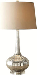 LED Desk Lamp American Table Lamps Glass Bedside Table Lamps with Fabric Lampshade Modern Nightstand Lamps for Home Office Study Lamp, 26' H Table Lamp Reading Lamp (Color : Silver)