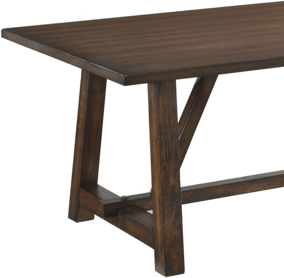 72'' Wood Rectangular Dining Table Kitchen Dinner Table, Retro Modern Mid-Century Style, Dark Oak