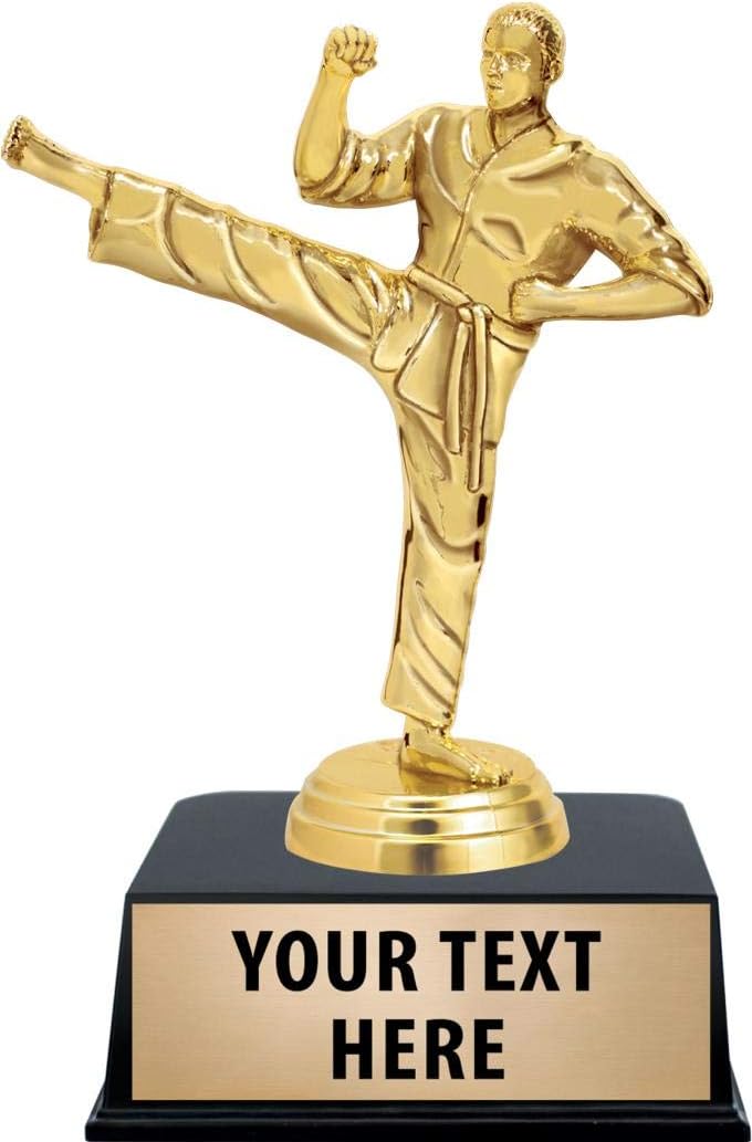 Crown Awards Martial Arts Trophies with Custom Engraving, 6' Personalized Martial Arts Side Kick Trophy On Black Base Prime