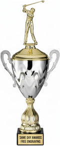 20 Inch Premium Male Golf Metal Cup Trophy with Italian Marble Base – Custom Engraved Tournament Award