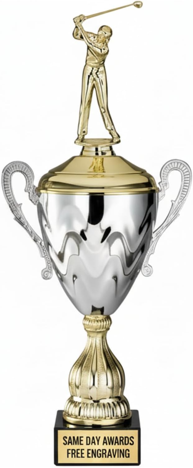 20 Inch Premium Male Golf Metal Cup Trophy with Italian Marble Base – Custom Engraved Tournament Award