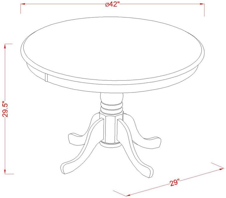 East West Furniture HLKE3-LWH-W 3 Piece Kitchen Table & Chairs Set Contains a Round Dining Room Table with Pedestal and 2 Dining Chairs, 42x42 Inch, Linen White