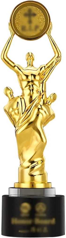 Award Trophies Award Cup Trophy Teamwork Honor Trophy with Gift Box, Golden Creative Living Room Ornaments, Metal Material Winner Trophy for Sports (Color : Gold Black, Size : 30 * 8cm)