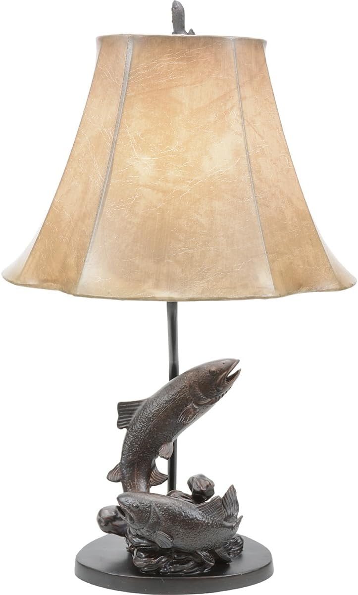 BLACK FOREST DECOR - Fish Pair Table Lamp for Cabin, Living Room, Nightstand, Desk - Nautical Home Décor - 24.5' x 14.75'