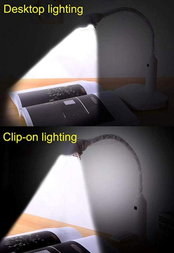 GeRRiT 6 Led Magnifying Glass Clamp Lamp,2X,5X Magnifier Lens,Metal Hose Adjustable Swivel Arm Utility Clamp Light for Desk, Table,Craft, Jewelry,Sewing,