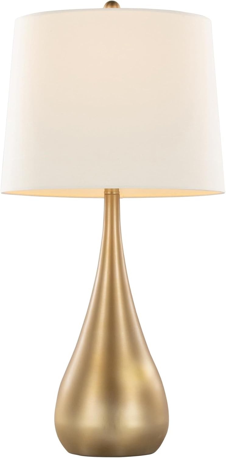Grandview Gallery Pebble 29' Metal Table Lamps Set of 2, Desk Lamp, Bedside Lamps for Night Stands, White and Gold Lamps Set of 2