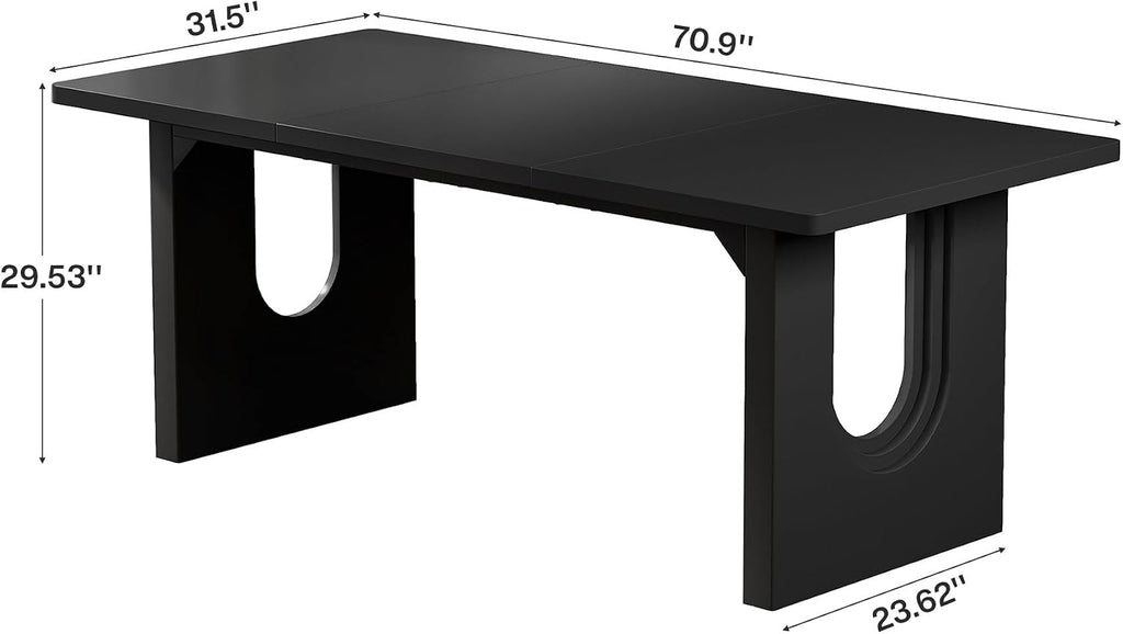 Tribesigns Modern Dining Table for 6 to 8 People, 70.9' Long Rectangular Kitchen Table with Spacious Tabletop and Sturdy Heavy Duty Legs for Dining Room, Black