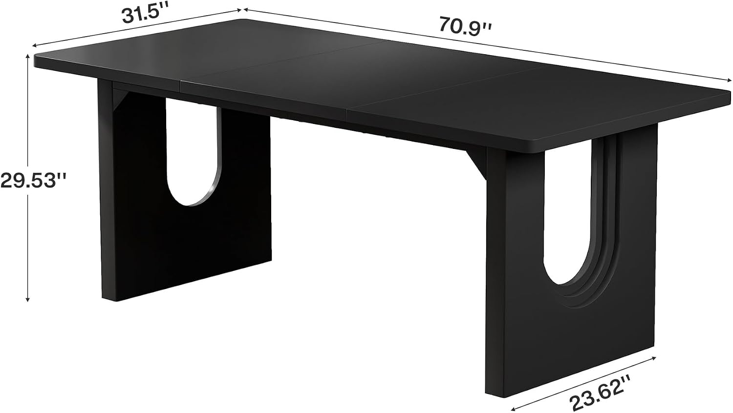 Tribesigns Modern Dining Table for 6 to 8 People, 70.9' Long Rectangular Kitchen Table with Spacious Tabletop and Sturdy Heavy Duty Legs for Dining Room, Black