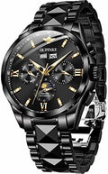 OLEVS Men's Waterproof Watches Stainless Steel Waterproof Chronograph Wrist Watches Luxury Dress White Luminous Big Face Analog Quartz Male Watches