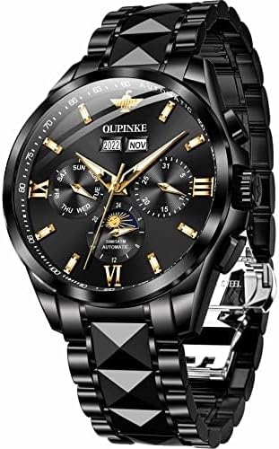 OLEVS Men's Waterproof Watches Stainless Steel Waterproof Chronograph Wrist Watches Luxury Dress White Luminous Big Face Analog Quartz Male Watches