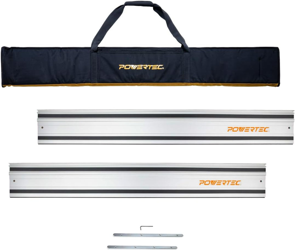 POWERTEC 71550 55' Track Saw Guide Rail Kit for Makita or Festool | Includes (2) Guide Rails/Protective Guide Rail Bag/Rail Connectors