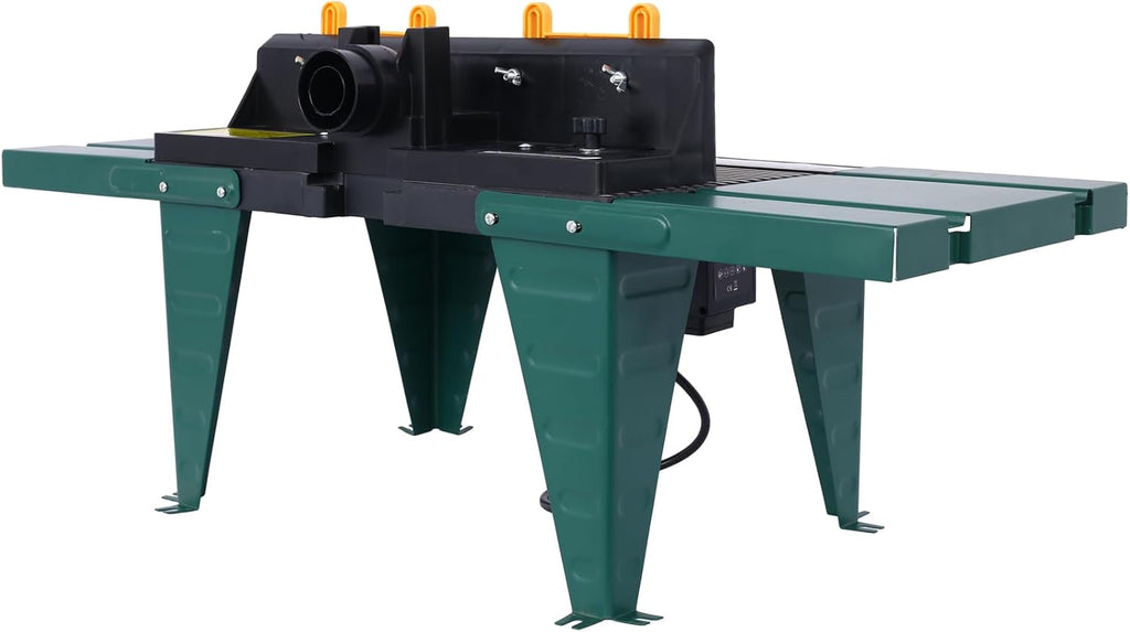 Electric Benchtop Router Table, Heavy-Duty Woodworking Tool with Steel Stands & Aluminum Milled Table, Workbench for Precision Woodworking Tasks, Green