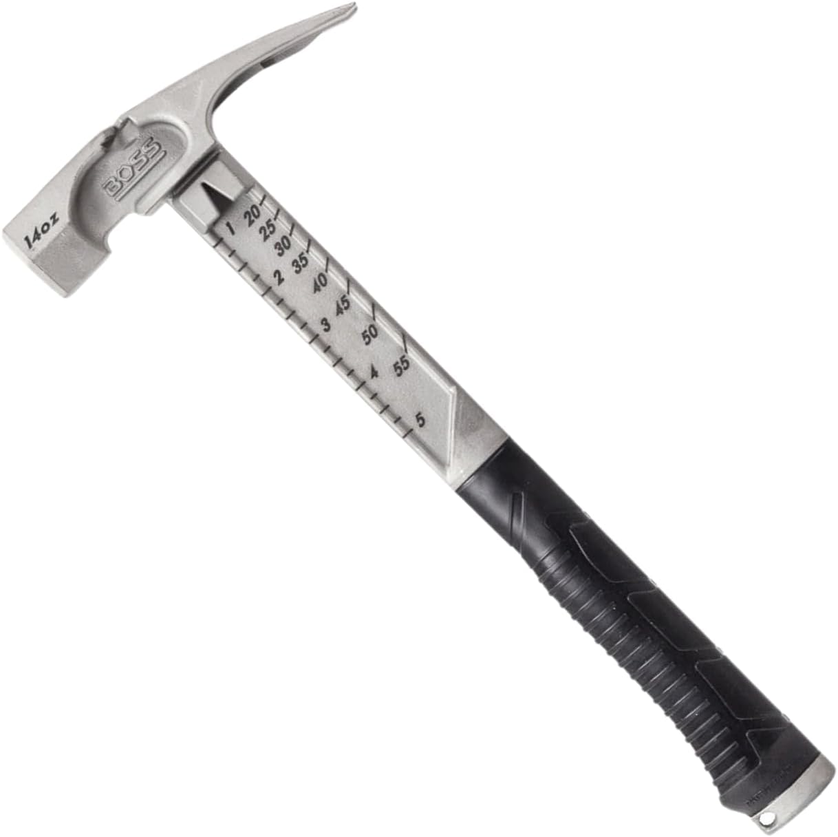 Boss Hammer 14 oz. Pro Plus Titanium Hammer - Ti64 Construction Grade, New Side Nail Extractor, 20% Thicker Handle, 1/4' Tether Hole - Milled Face - Made in the USA - BHPPS14TIM