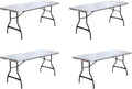 6 Foot Folding Table, Portable Rectangular Banquet Table(6' Folding Table, White Granite, 4 PK)