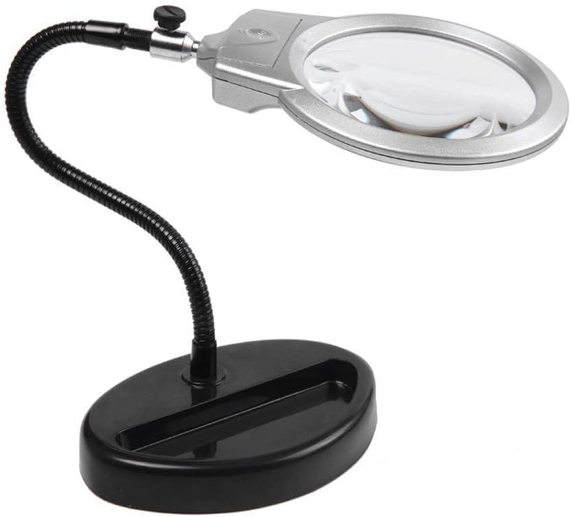 Magnifying Glass Lamp 2 Led,10x Lens –107mm Magnifier Light, Adjustable Swivel Arm,Height for Desk, Table, Task, Craft, Jewelry,Sewing,Workbeh Interes