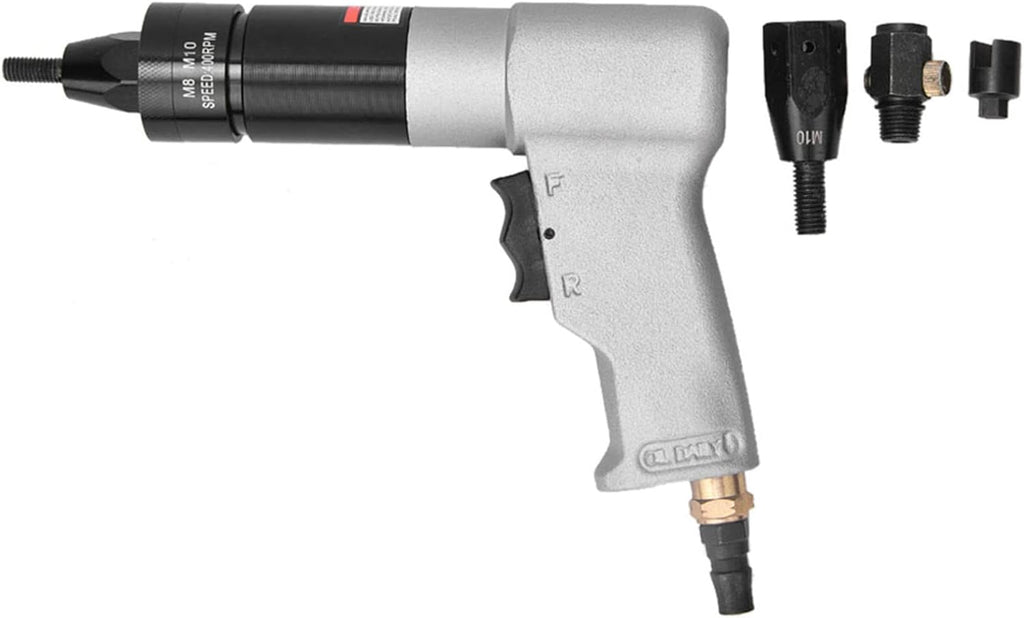 Air Rivet Gun, Metal 1/4 Inlet Port Pneumatic Riveting Gun Pull Nut Automatic Air Riveter Nut Gun Tool 220x180mm (M8/M10 KP-7323)