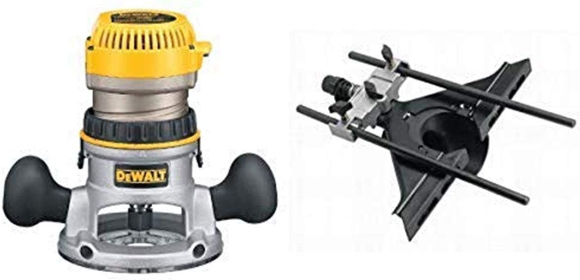 DEWALT DW616 1-3/4-Horsepower Fixed Base Router with DW6913 Router Edge Guide with Fine Adjustment and Vacuum Adaptor
