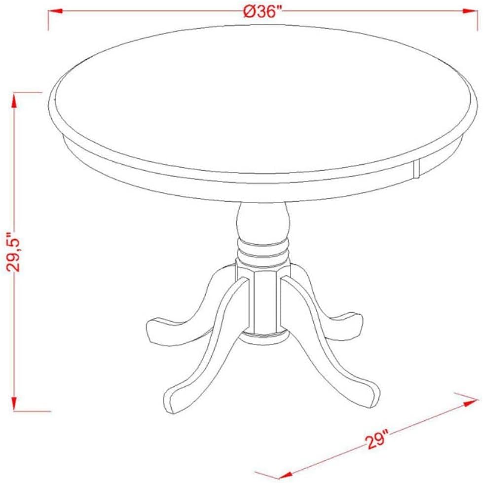 East West Furniture ANT-WHI-T Antique Modern Dining Table - a Round Kitchen Table Top with Pedestal Base, 36x36 Inch, Buttermilk & Cherry