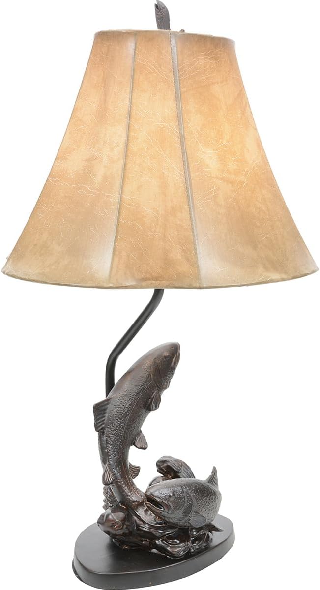 BLACK FOREST DECOR - Fish Pair Table Lamp for Cabin, Living Room, Nightstand, Desk - Nautical Home Décor - 24.5' x 14.75'