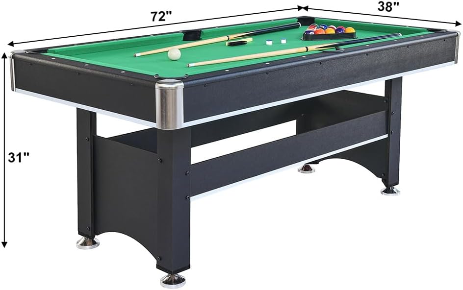 2 in 1 Pool and Table Tennis Multi Game Table, 6-Foot Modern Billiards Table with Conversion Top of Table Tennis Includes Cues, Paddles and Balls