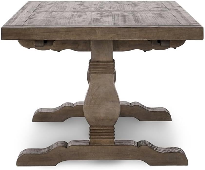 Kosas Home Quincy Reclaimed Pine Wood Extension Dining Table in Weathered Brown