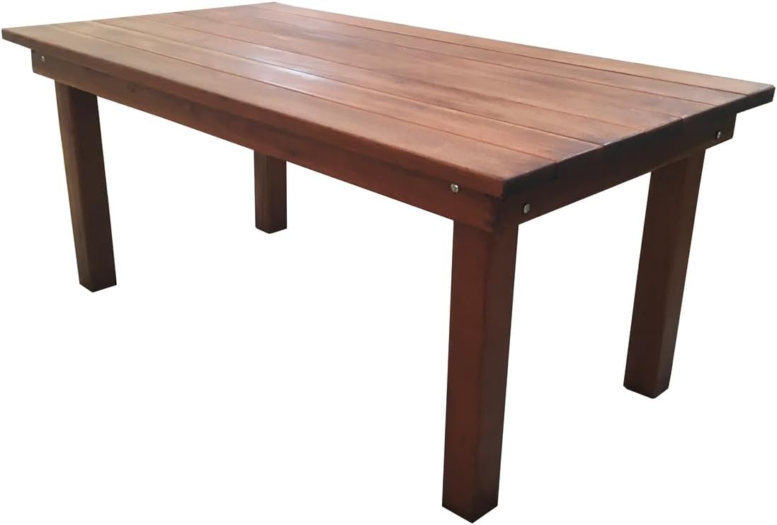 Best Redwood Farmhouse Dining Table with 1912 Mission Brown Stain Premium sealant 7FT