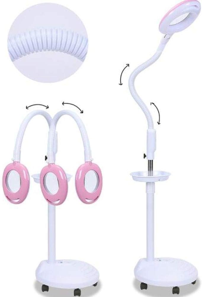 Magnifying Magnifier Lamp 360° Rotatable Floor Standing Magnifying Lamp with 20X Magnifying Glass Light Salon Spa Beauty Tattoo,Pink (Color : A) (A)
