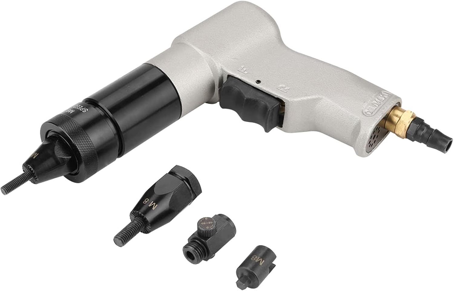 Air Rivet Gun, Metal 1/4 Inlet Port Pneumatic Riveting Gun Pull Nut Automatic Air Riveter Nut Gun Tool 220x180mm (M6/M8 KP-7322)
