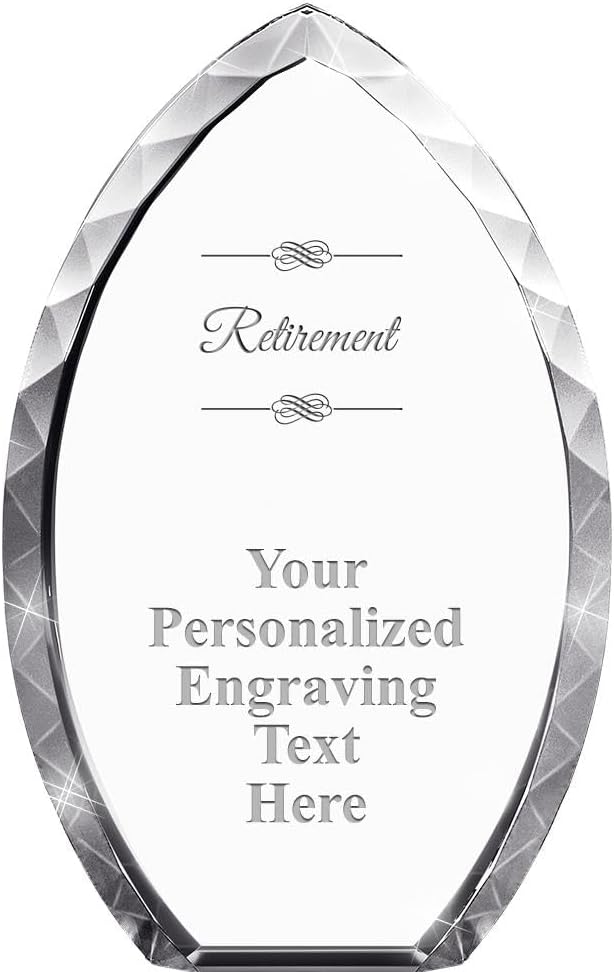 Crown Awards Customizable Crystal Trophy, 9' Engraved Tear Drop Crystal Award