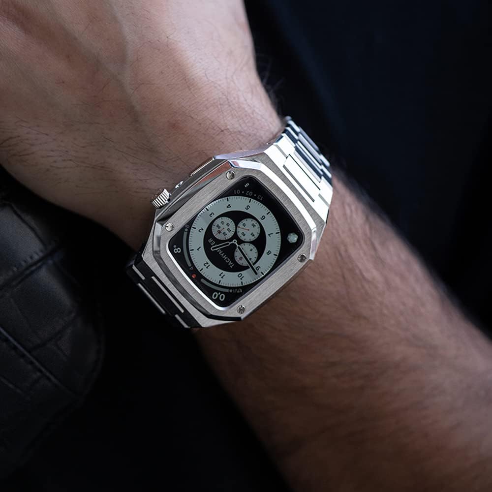 Stainless steel Watch Case Strap，For Apple Watch Band 45mm 44mm Series 9 8 7 6 SE 5 4 Watch Band 45mm Replace Protector Cover Accessories