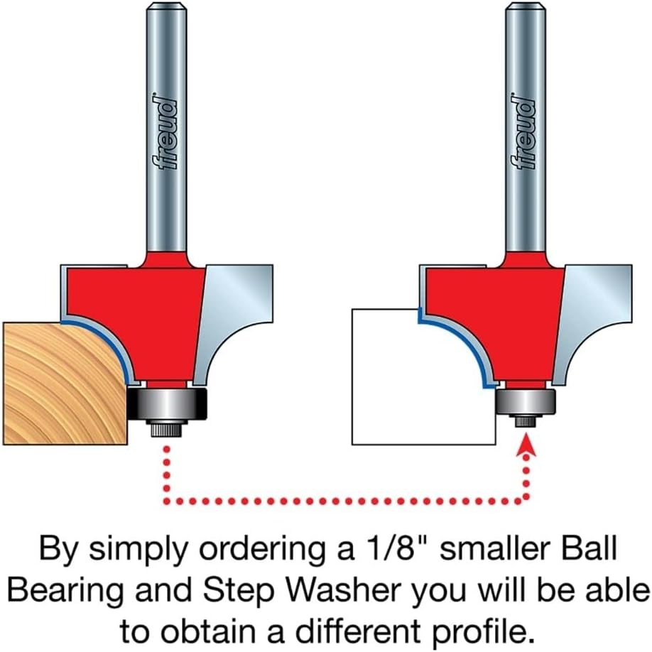 Freud Quadra-Cut Rounding Over Router Bit with Perma-Shield Coating for Maximum Durability - Ideal for Moldings & Beading, 1-1/4' Radius, 1/2' Shank, 4 Cutters - 34-136