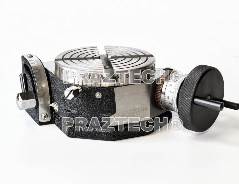 PRAZTECH® 4' (100mm) Precision Tilting Rotary Table for Milling Machines | 4 Slots | Tilts between 0-90 Degrees easy lock | Workshop Milling Accessories Tool DIY | Premium Finish