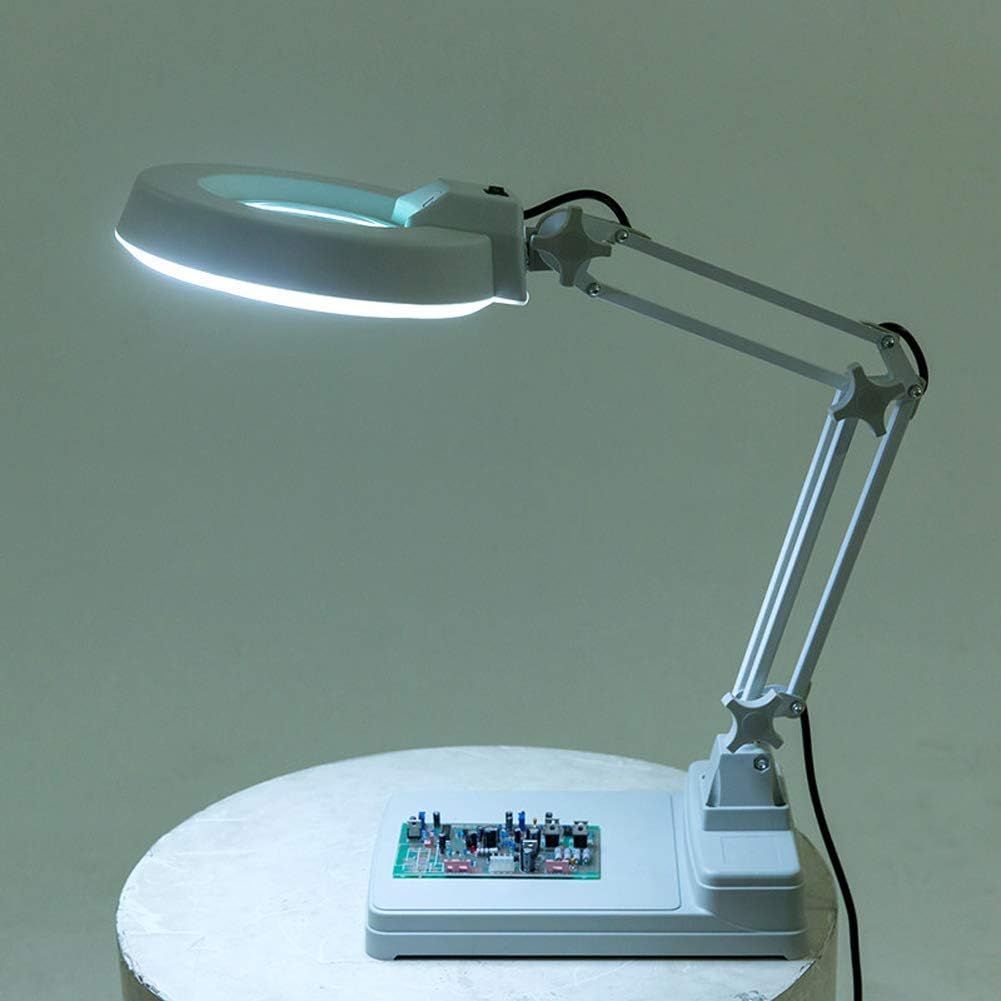 10X Magnifying Glass Lamp - Daylight Bright Lighted Lens - Magnifying Desk Lamp Rotate Magnifier Swing Arm Desktop Tabletop Lamp, for Table, Task, CRA
