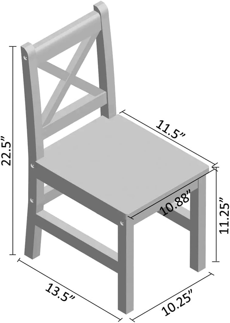 eHemco Solid Hard Wood Kids Table and Chair Set (2 Chairs Included), Coffee, 3 Piece Set