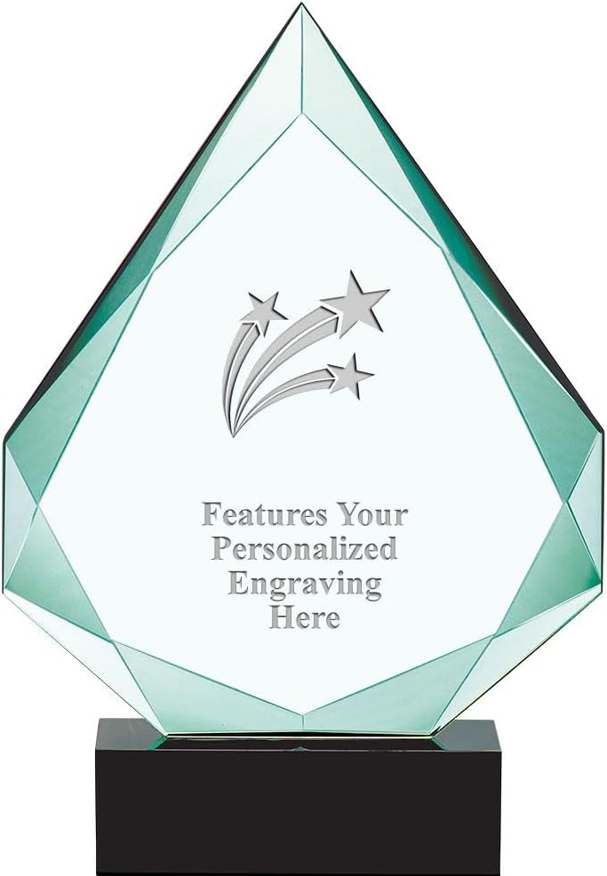 Crown Awards Personalized Crystal Trophy, 13' Engraved Legacy Jade Crystal Award Prime