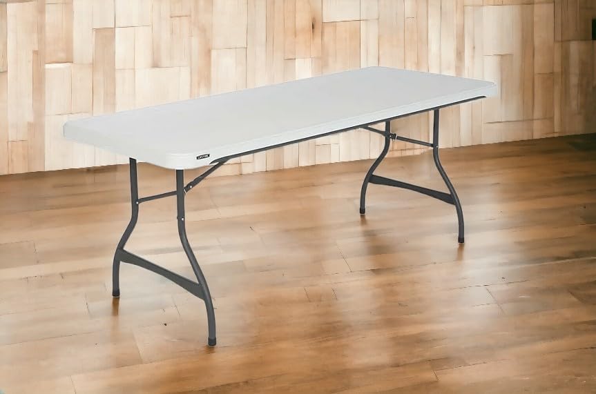 Generic Heavy Duty Lifetime Rectangular 6 Foot Commercial Grade Stacking Folding Utility Table for Dining, Picnic, and Party (White Granite, 4 Pack)